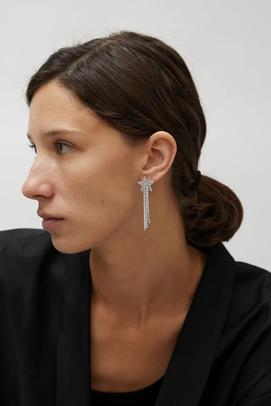 Numbering Pave Star Drop Earrings in White sold by No. 6