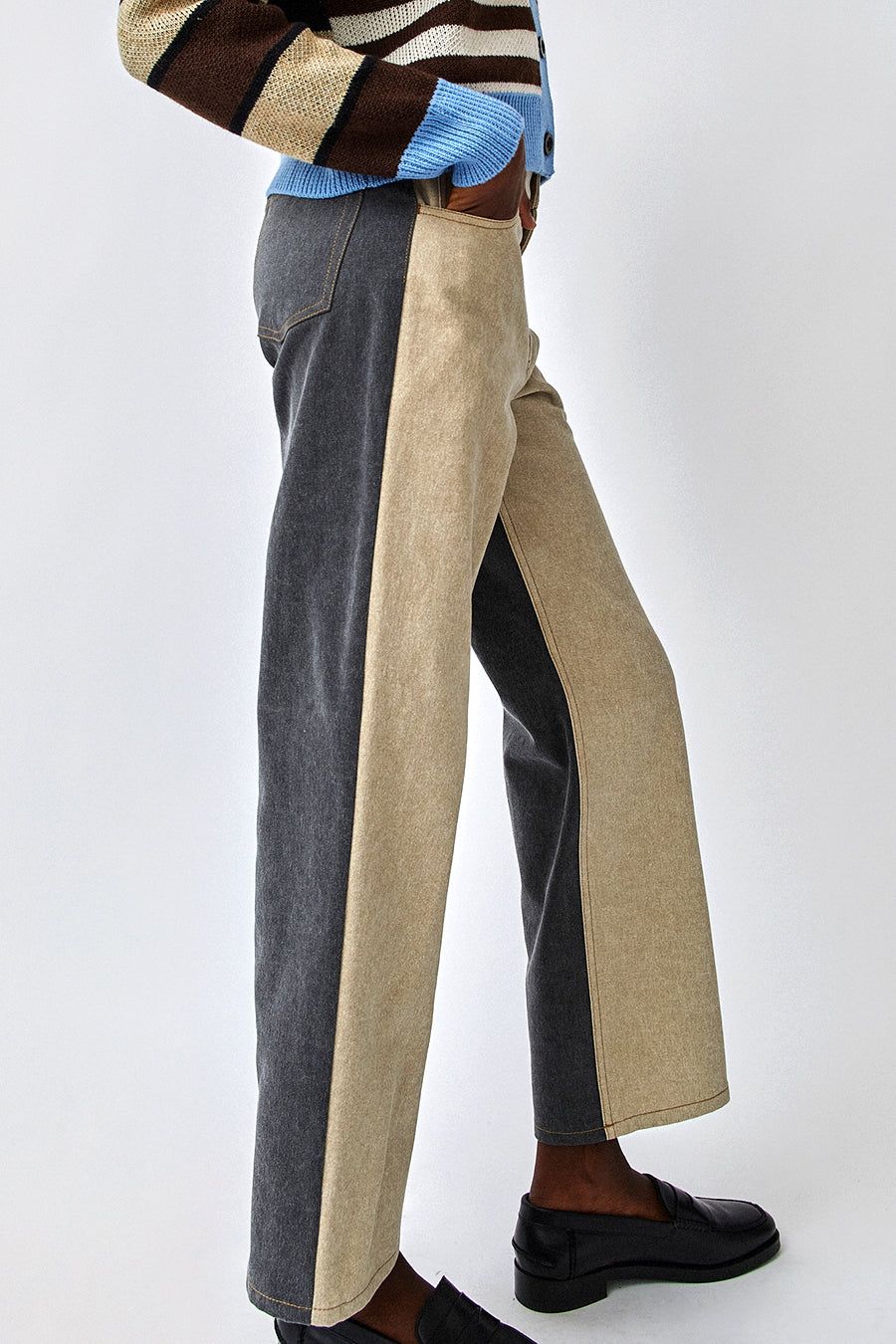 No.6 Agatha Pant in Bone and Smoke sold by No. 6
