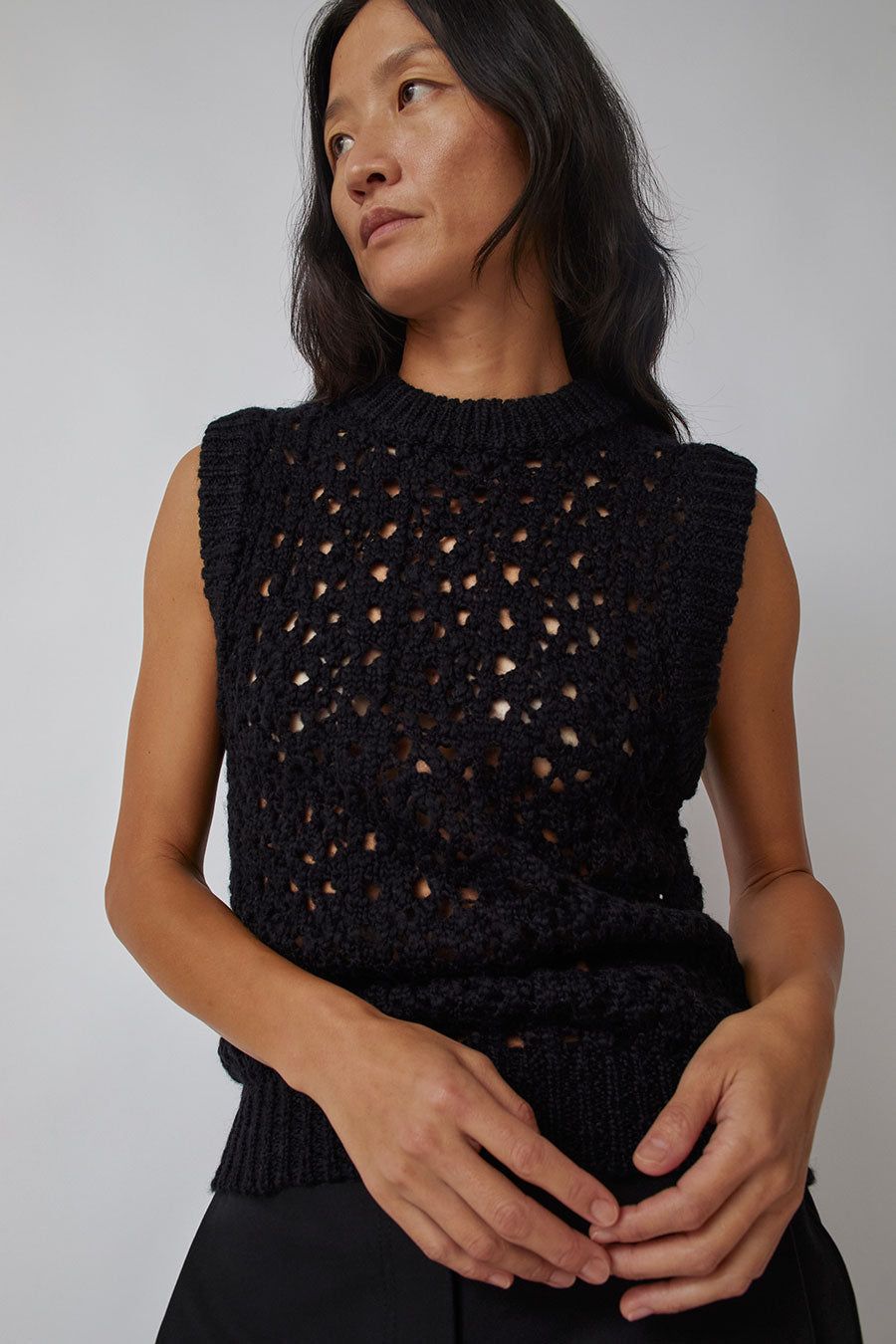 Amomento Crochet Vest in Black sold by No. 6