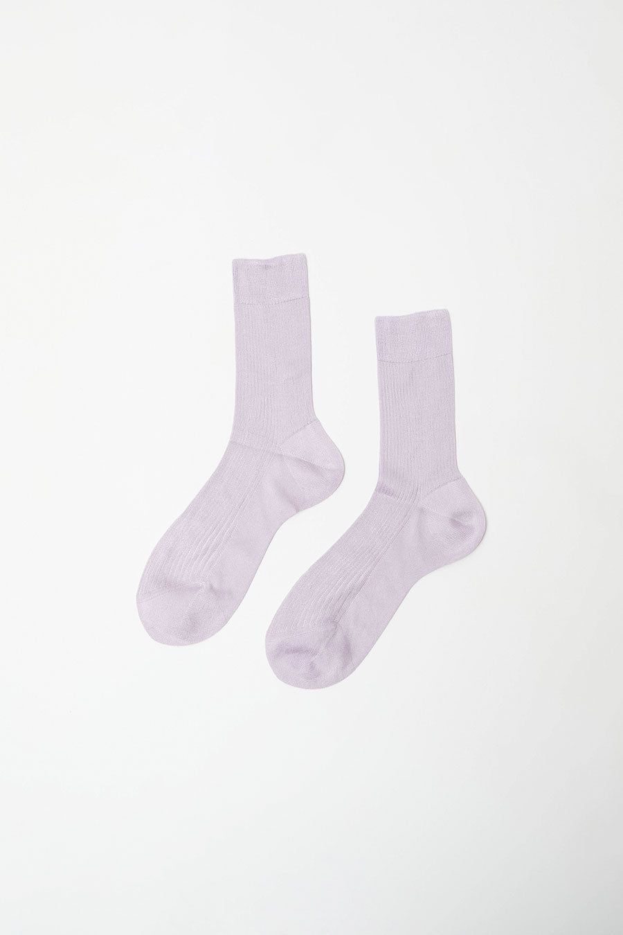 Maria La Rosa Silk Ribbed Ankle Socks in Glicine sold by No. 6