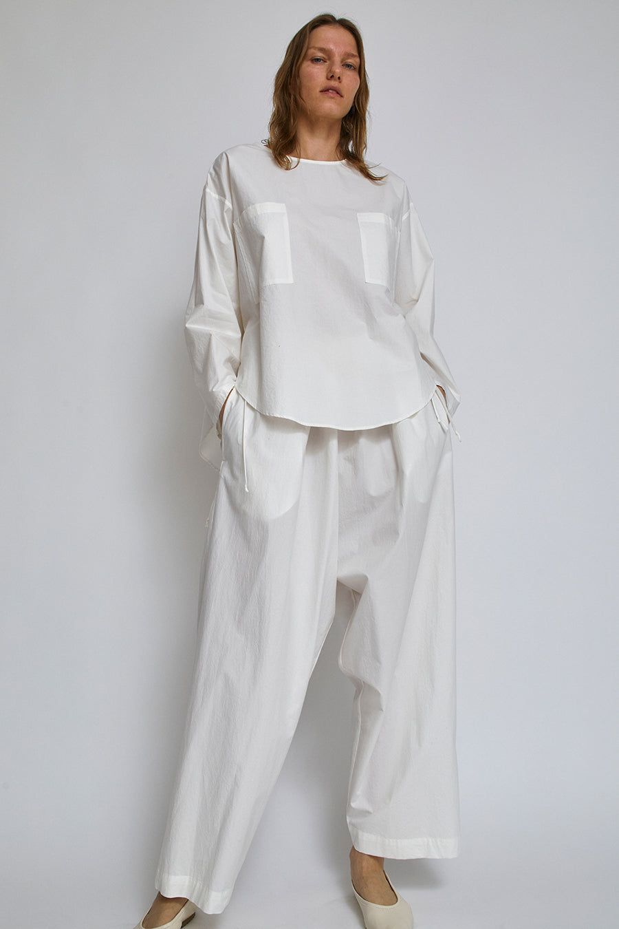 Modern Weaving Pocket Popover Top in White sold by No. 6 product image thumbnail 3