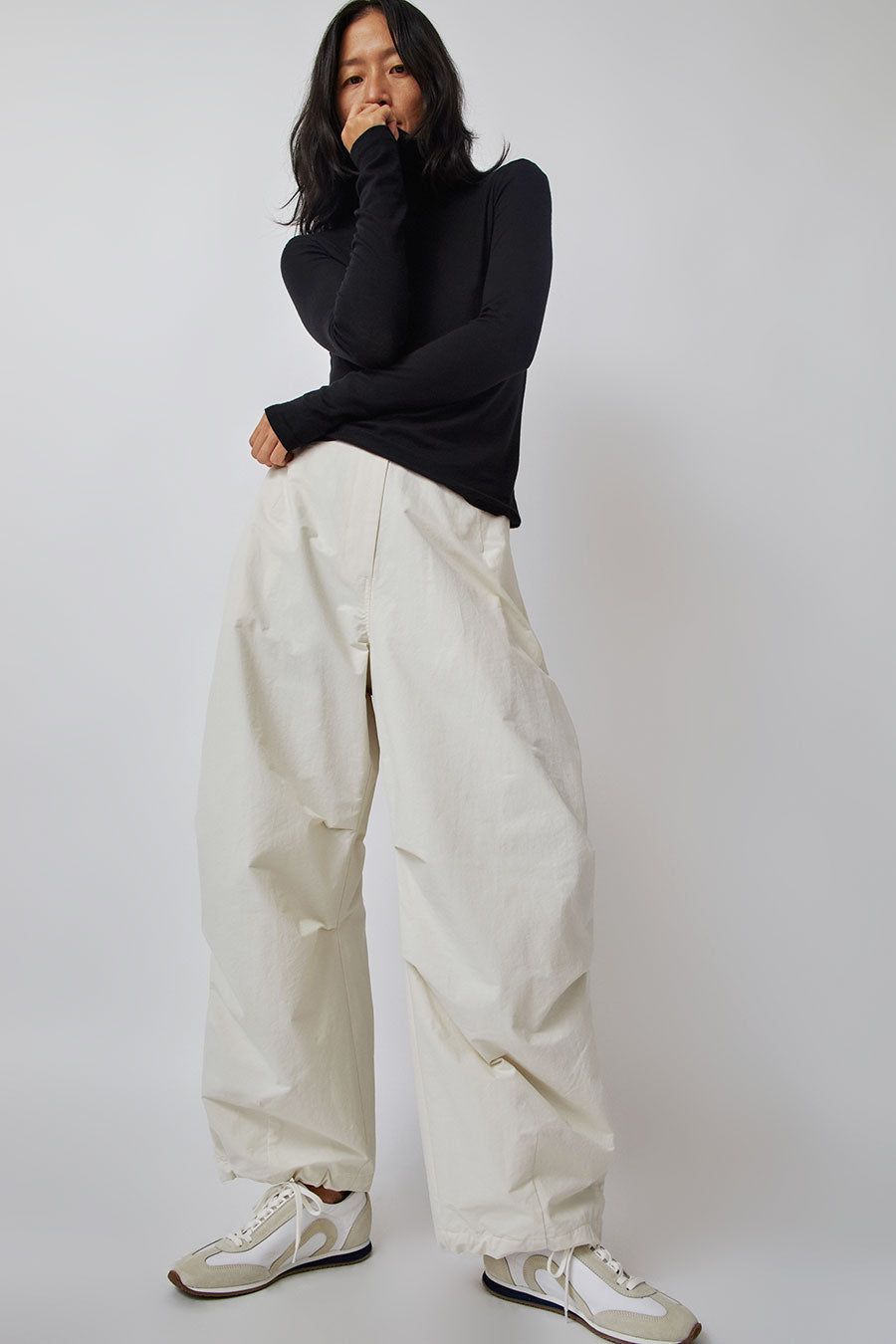 AMOMENTO☆23FW COTTON NYLON FATIGUE PANTS Amomento Cotton Nylon Fatigue Pants in Ecru | Parallel
