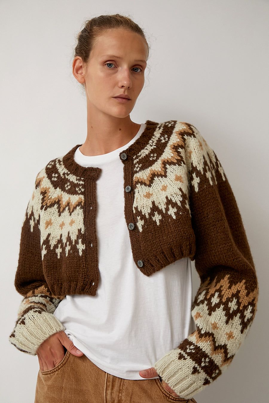 Salty Pebble Nordic Bolero Cardigan in Brown sold by No. 6 product image thumbnail 2