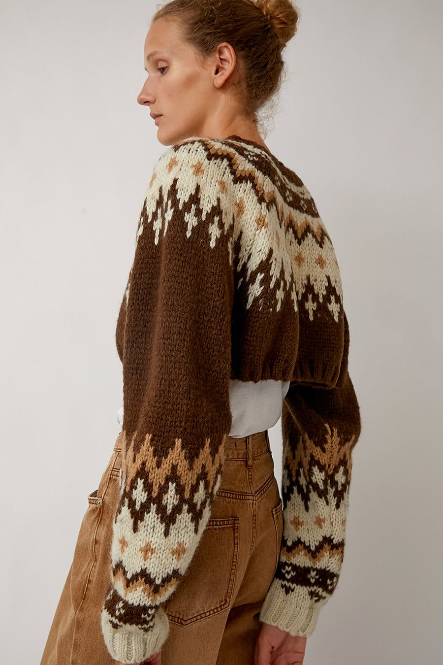 Salty Pebble Nordic Bolero Cardigan in Brown sold by No. 6 product image thumbnail 4