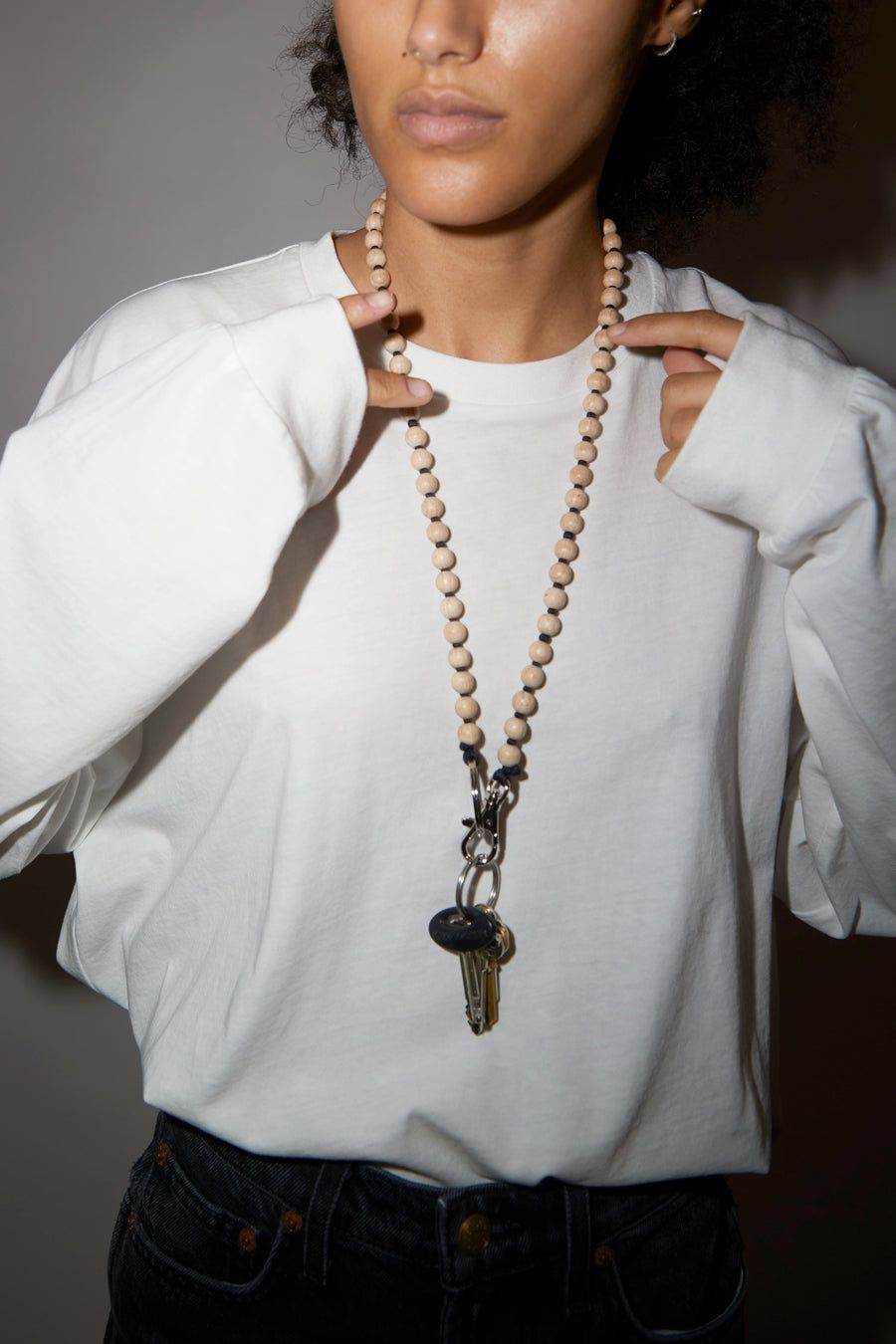 Ina Seifart Perlen Long Keyholder in Natural with Black Thread sold by No. 6 product image thumbnail 4