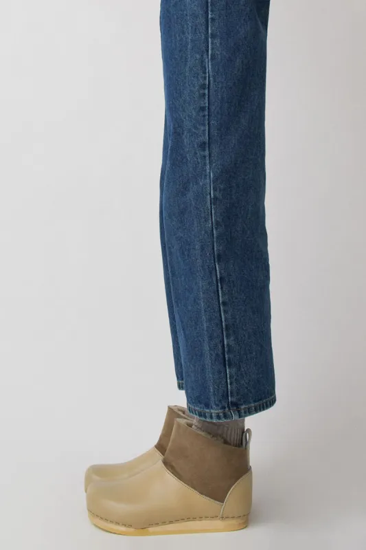 No.6 Low Shearling Clog Boot on Flat Bendable Base in Clay sold by No. 6