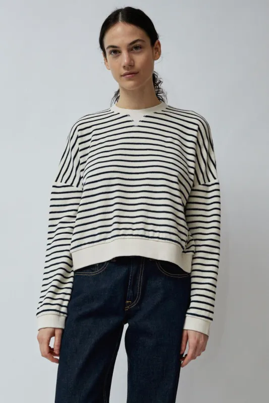 YMC Almost Grown Sweatshirt in Ecru and Navy made by YMC