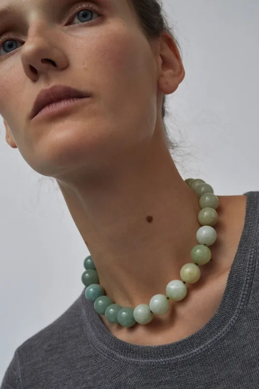 Mussels and Muscles Bicolor Spheres Necklace in Green and Dark Green made by No. 6