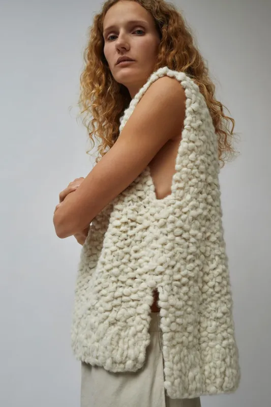 Lauren Manoogian Handknit Matta Shell in Raw White made by Lauren Manoogian