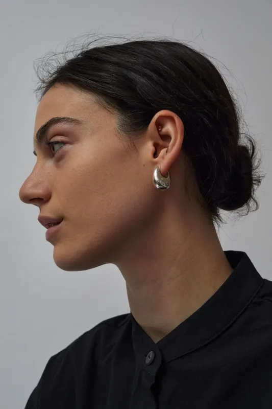 Annika Inez Sloping Hinge Large Hoops in Silver sold by No. 6