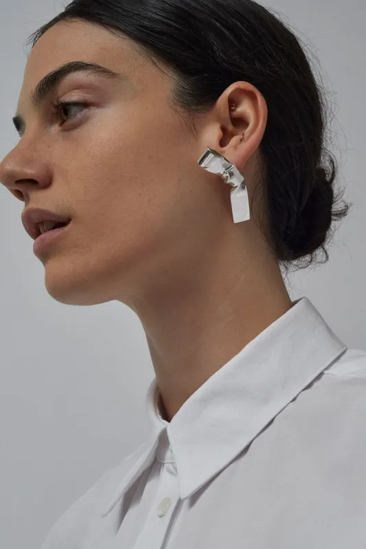 Annika Inez Large Cravat Earrings in Silver made by No. 6