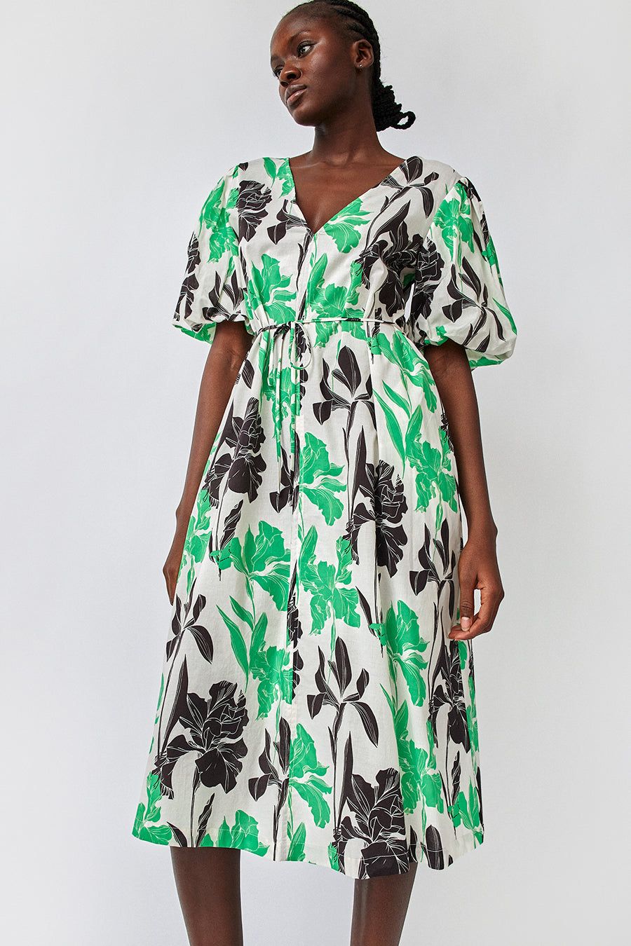 No.6 Lilah Dress in Cream and Emerald Tulips sold by No. 6 product image thumbnail 3
