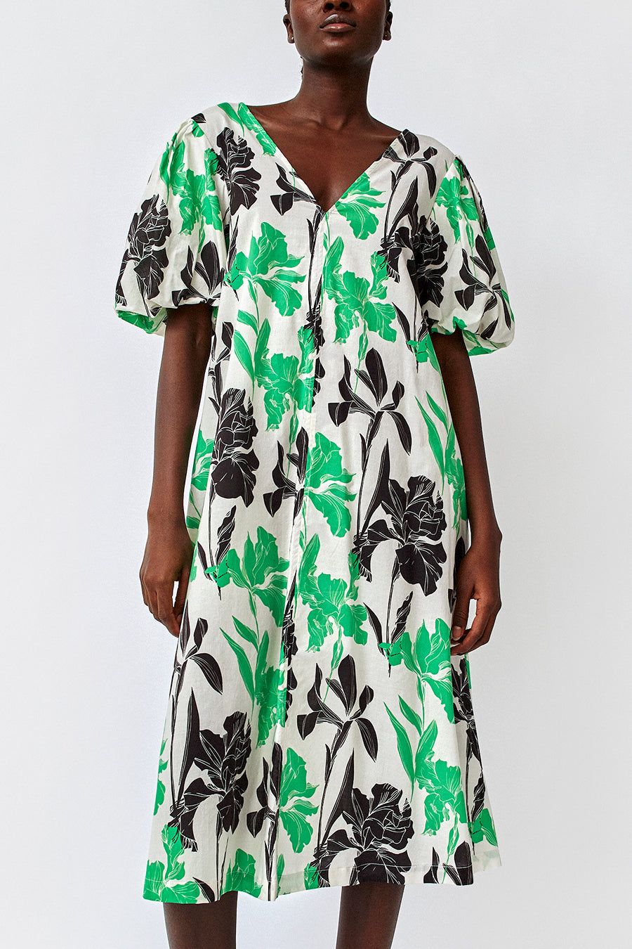 No.6 Lilah Dress in Cream and Emerald Tulips sold by No. 6 product image thumbnail 4