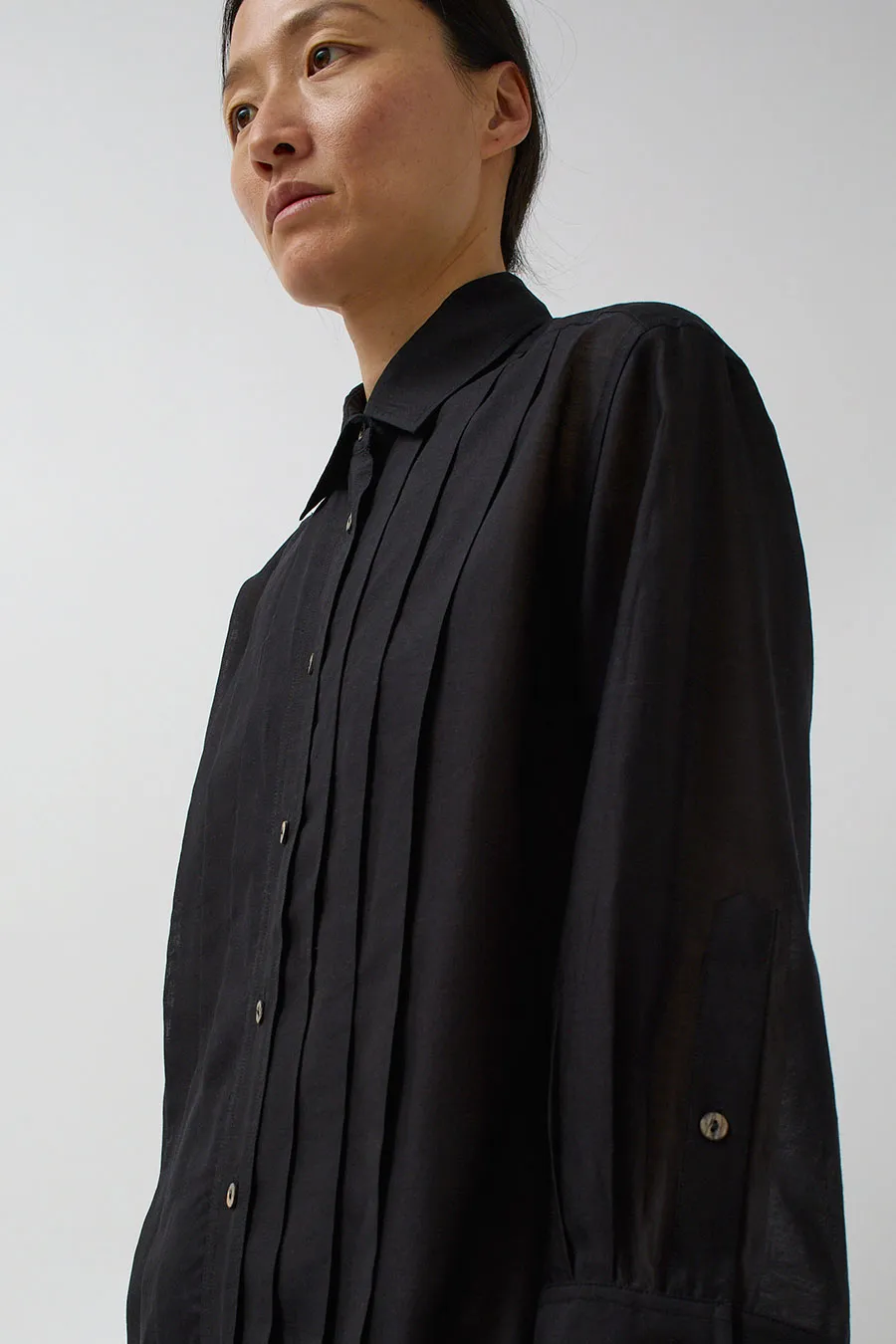 NYMANE Pleated Hutton Shirt in Black sold by No. 6 product image thumbnail 2