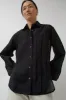 NYMANE Pleated Hutton Shirt in Black sold by No. 6