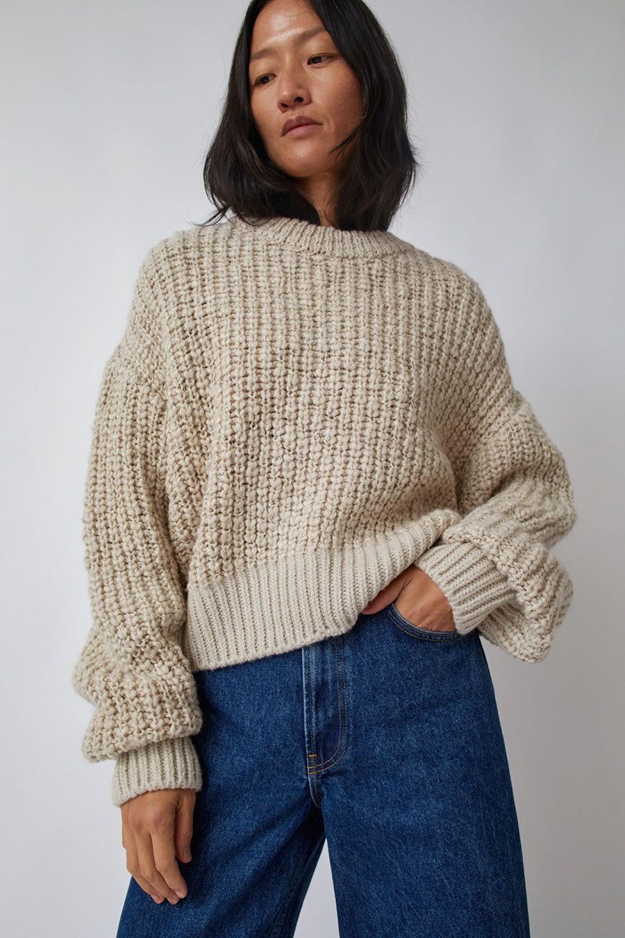 Amomento Round Neck Pullover in Beige sold by No. 6