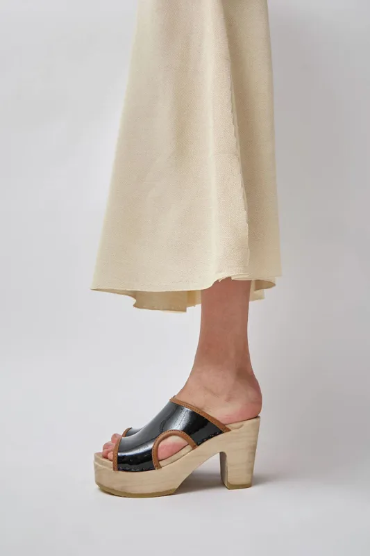 No.6 Alexis Clog on Platform in Black Patent sold by No. 6