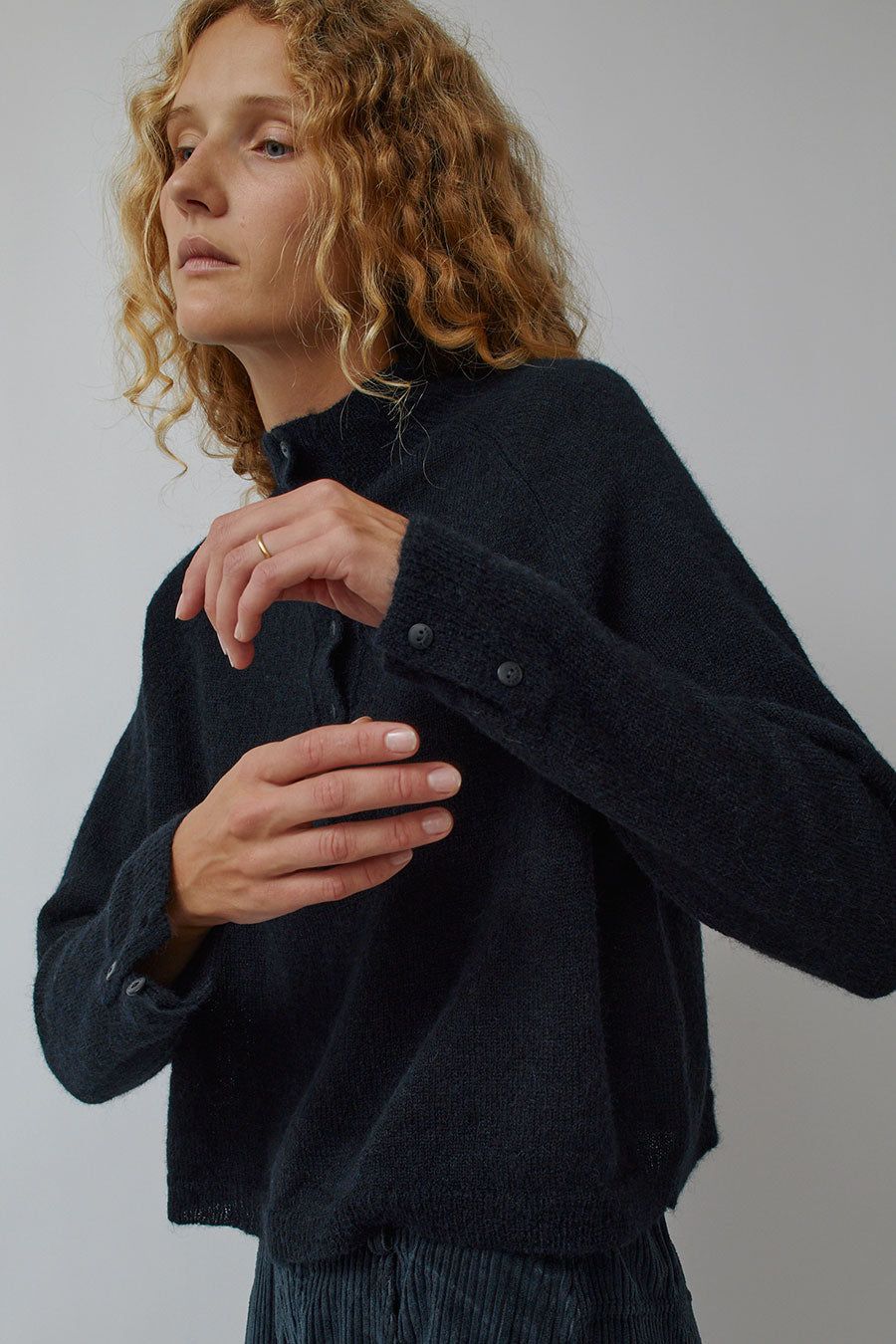 CORDERA Baby Alpaca Polo Sweater in Navy sold by No. 6 product image thumbnail 4