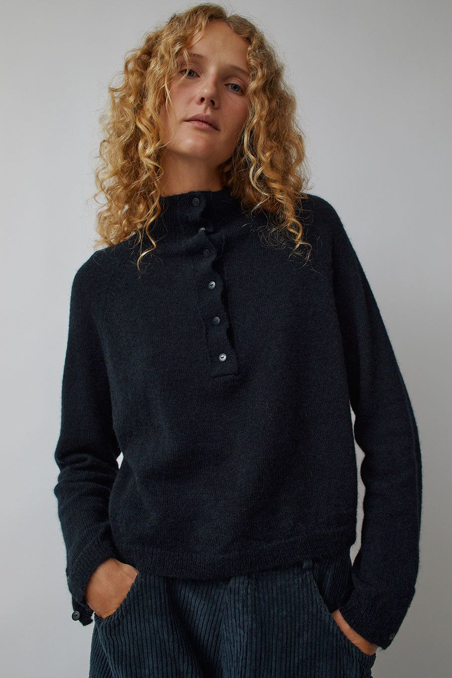 CORDERA Baby Alpaca Polo Sweater in Navy sold by No. 6