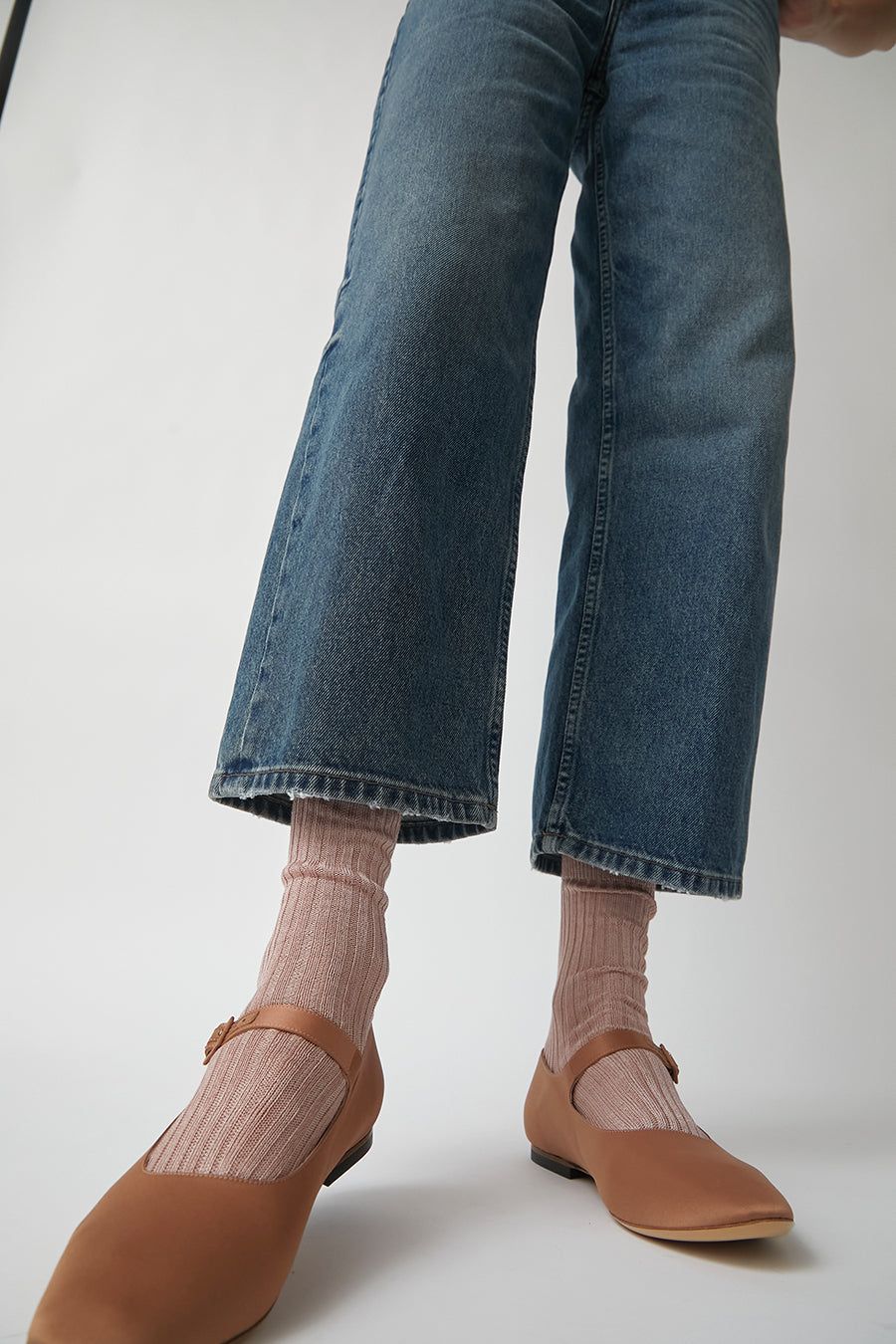 Maria La Rosa Cotton and Viscose Ribbed Socks in Blush sold by No. 6