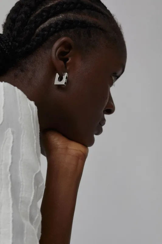 Numbering Square One Touch Earring with CZ Medium in Black made by No. 6