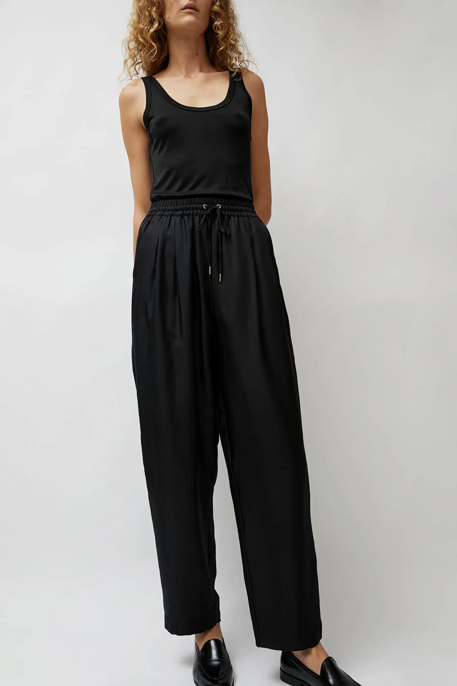 Silk Laundry Twill Slouch Pants in Black sold by No. 6