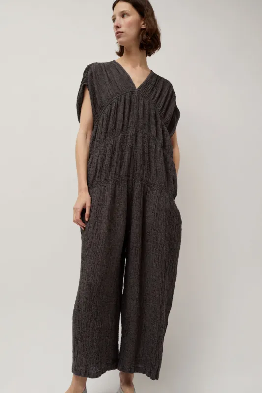 Black Crane Accordion Jumpsuit in Grey Navy made by No. 6