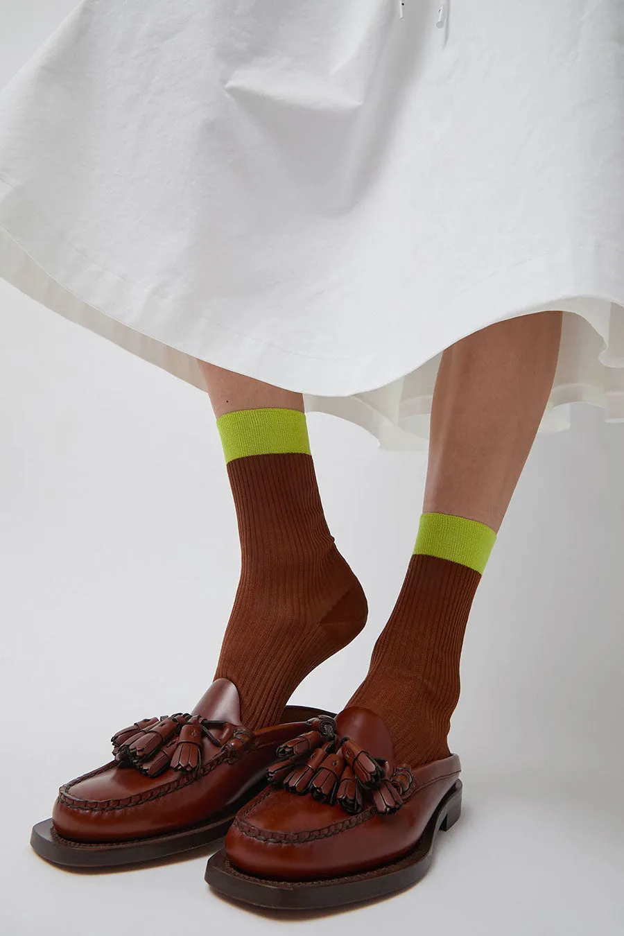 Maria La Rosa Neon Tipped Mid Calf Socks in Rust sold by No. 6 product image thumbnail 3