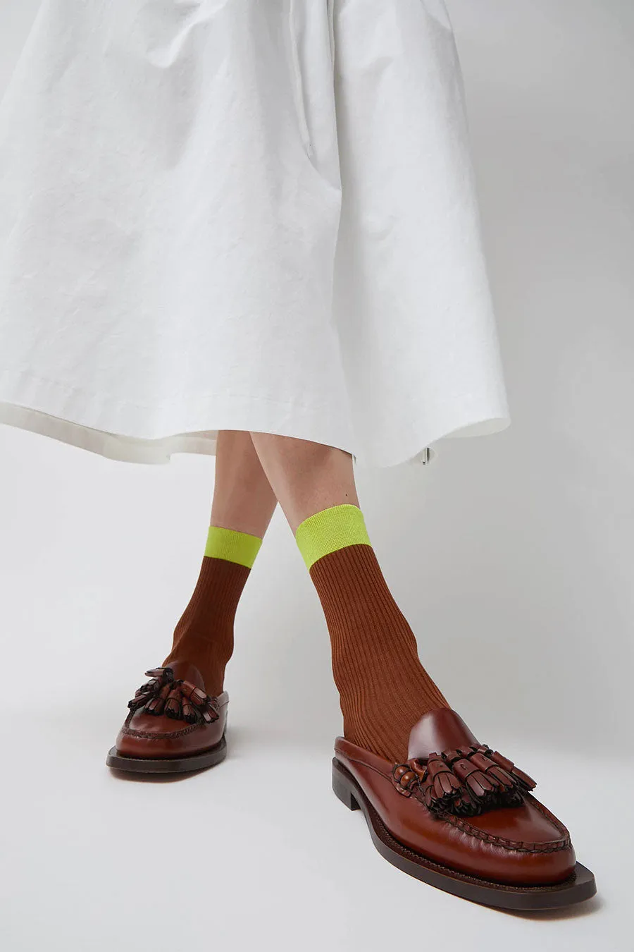 Maria La Rosa Neon Tipped Mid Calf Socks in Rust sold by No. 6 product image thumbnail 4