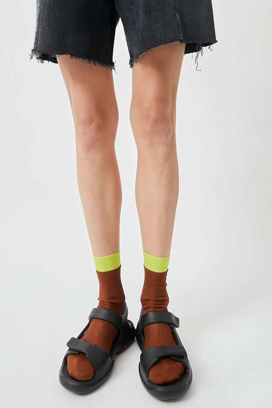Maria La Rosa Neon Tipped Mid Calf Socks in Rust sold by No. 6 product image thumbnail 2