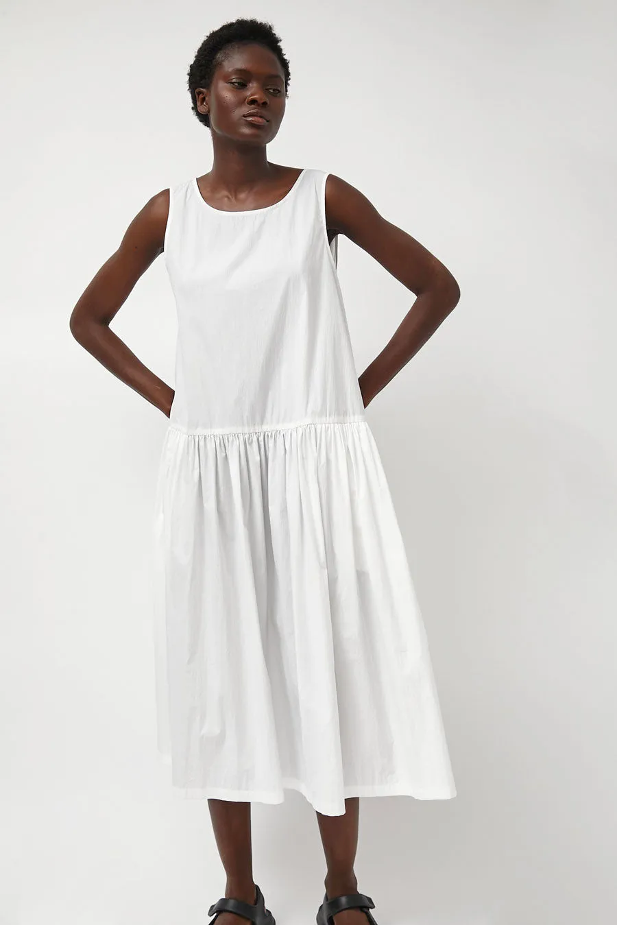Amomento Cotton Shirring Dress in White sold by No. 6