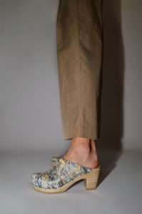No.6 Old School Clog on High Heel in Light Camo sold by No. 6