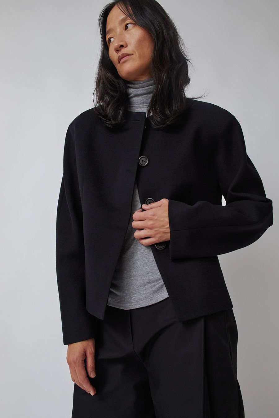 Amomento Round Shoulder Jacket in Black sold by No. 6 product image thumbnail 2