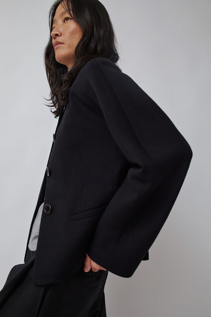 Amomento Round Shoulder Jacket in Black sold by No. 6 product image thumbnail 3