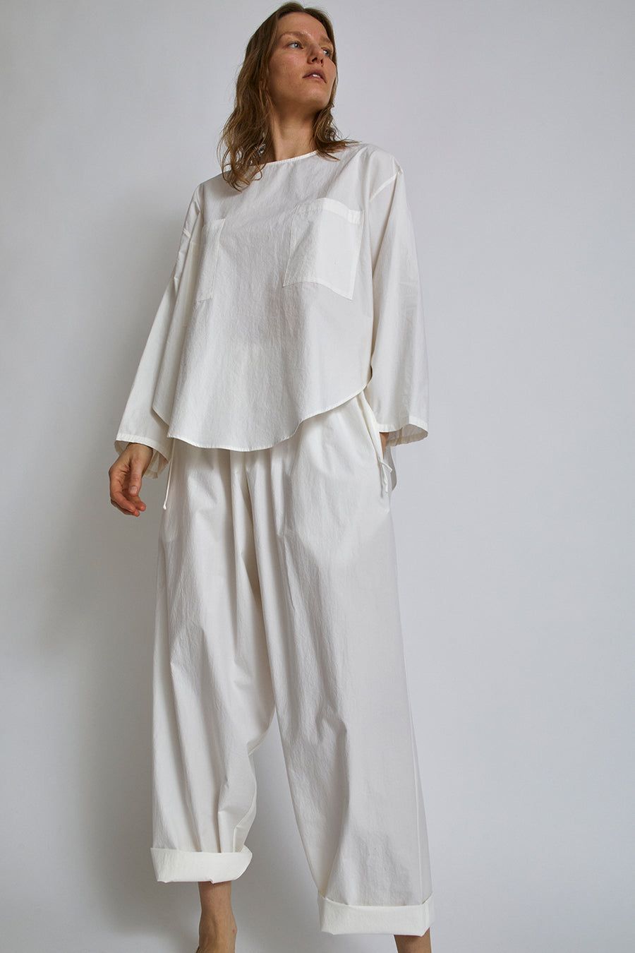 【I AM MARI】Creaming Balloon Puff Long One Piece Amtdh Women's Trendy Balloon Harem Pants Clearance Cotton