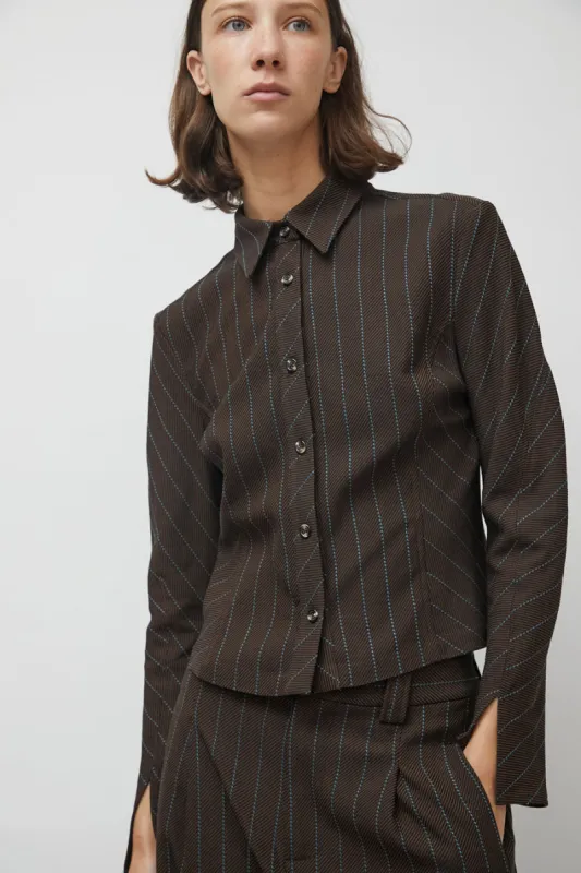 No.6 Linn Shirt in Brown Stripe made by No. 6