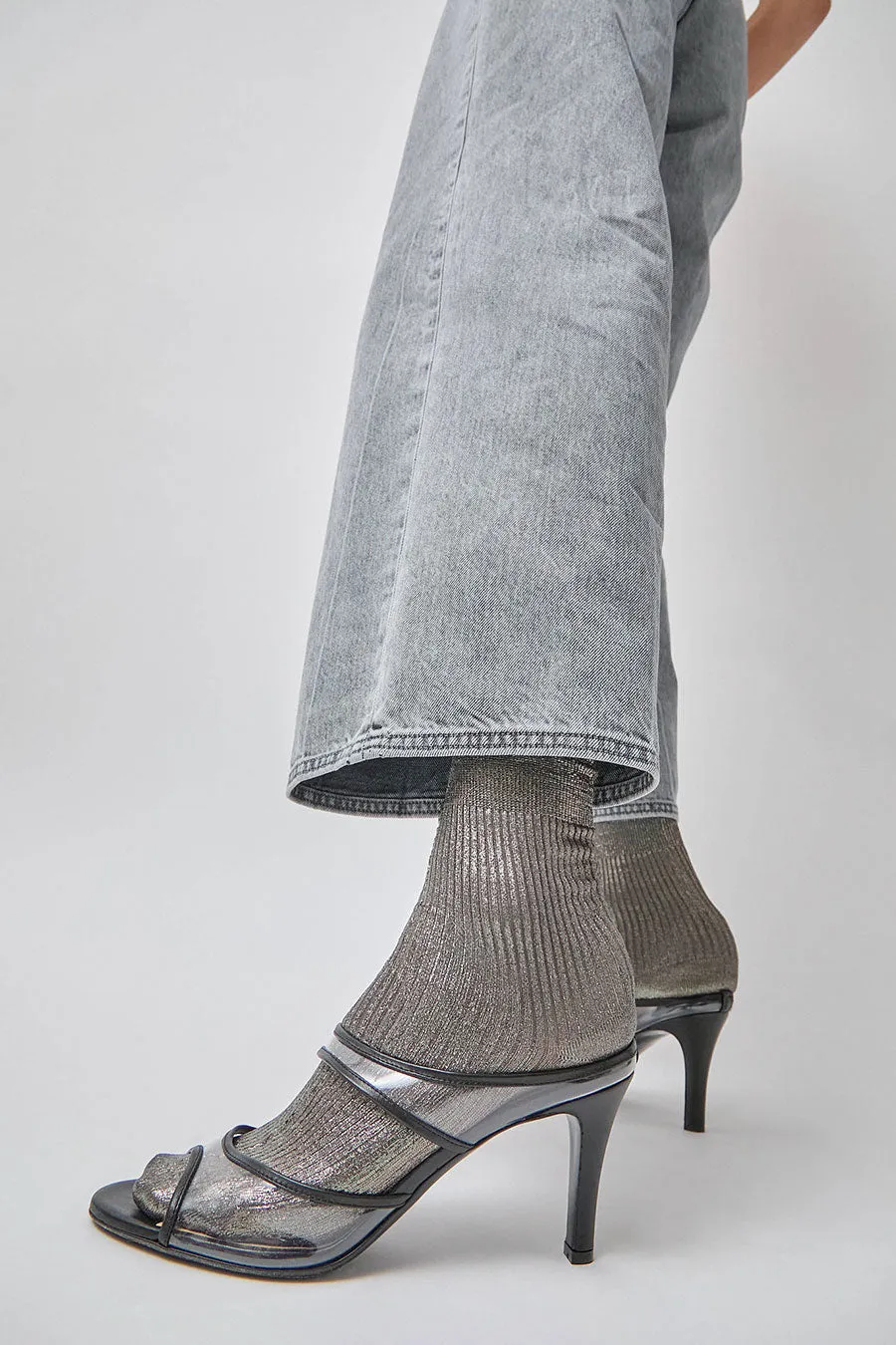 Maria La Rosa Silk Ribbed Laminated Ankle Socks in Grey sold by No. 6 product image thumbnail 2