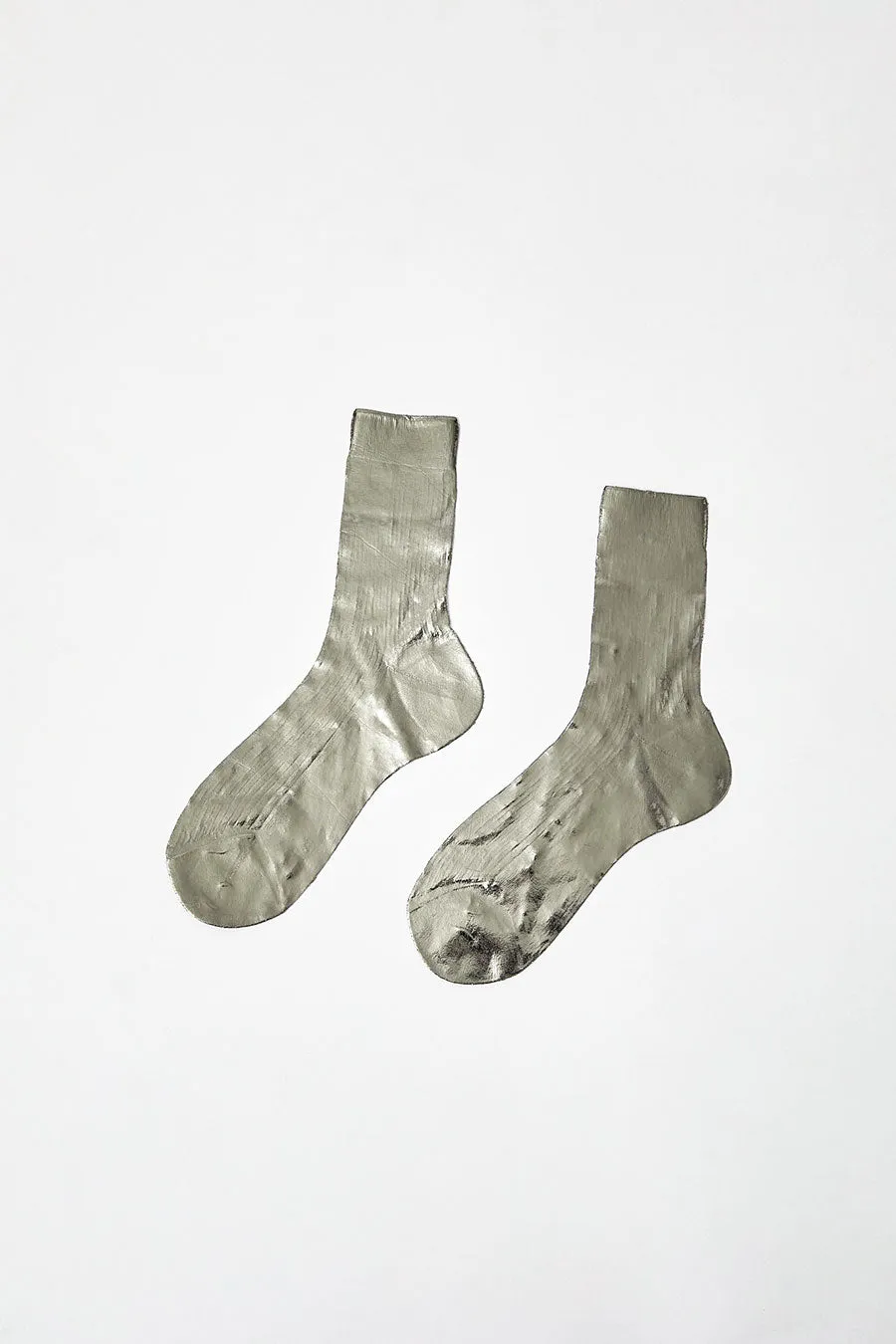 Maria La Rosa Silk Ribbed Laminated Ankle Socks in Grey sold by No. 6 product image thumbnail 3