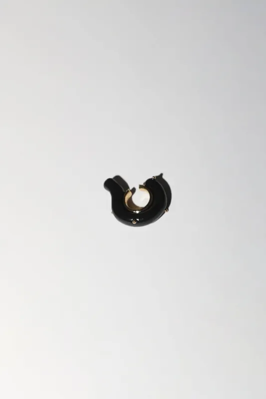 Hannayoo Works Pied Teardrop Single Ear Cuff in Black made by No. 6