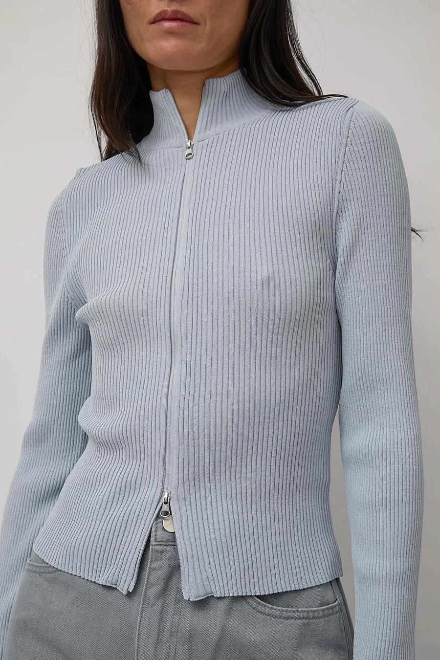 Amomento Ribbed Mock Neck Cardigan in Light Blue sold by No. 6 product image thumbnail 2