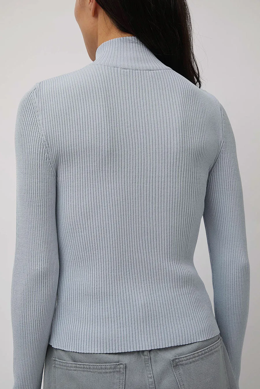Amomento Ribbed Mock Neck Cardigan in Light Blue sold by No. 6 product image thumbnail 4