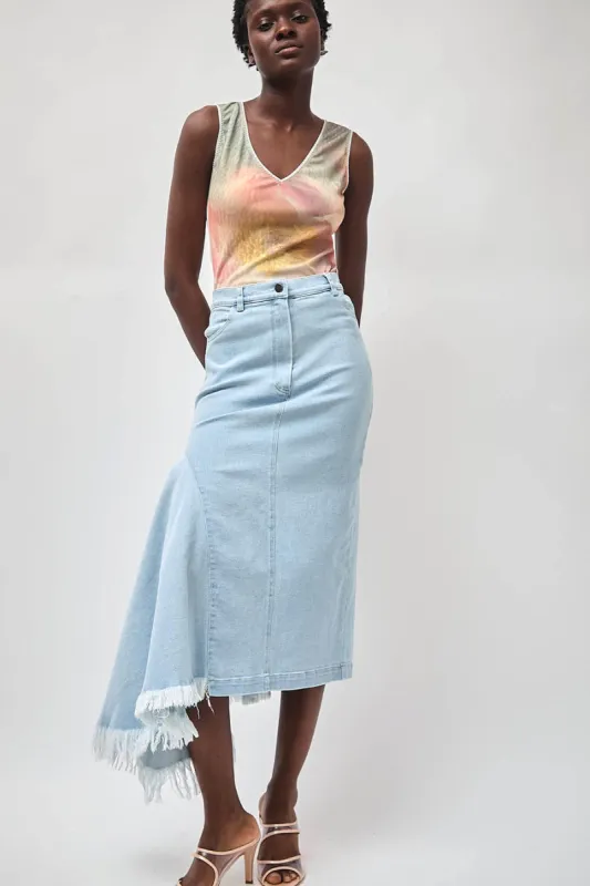 Naya Rea Gloria Skirt in Washed Light Blue made by No. 6