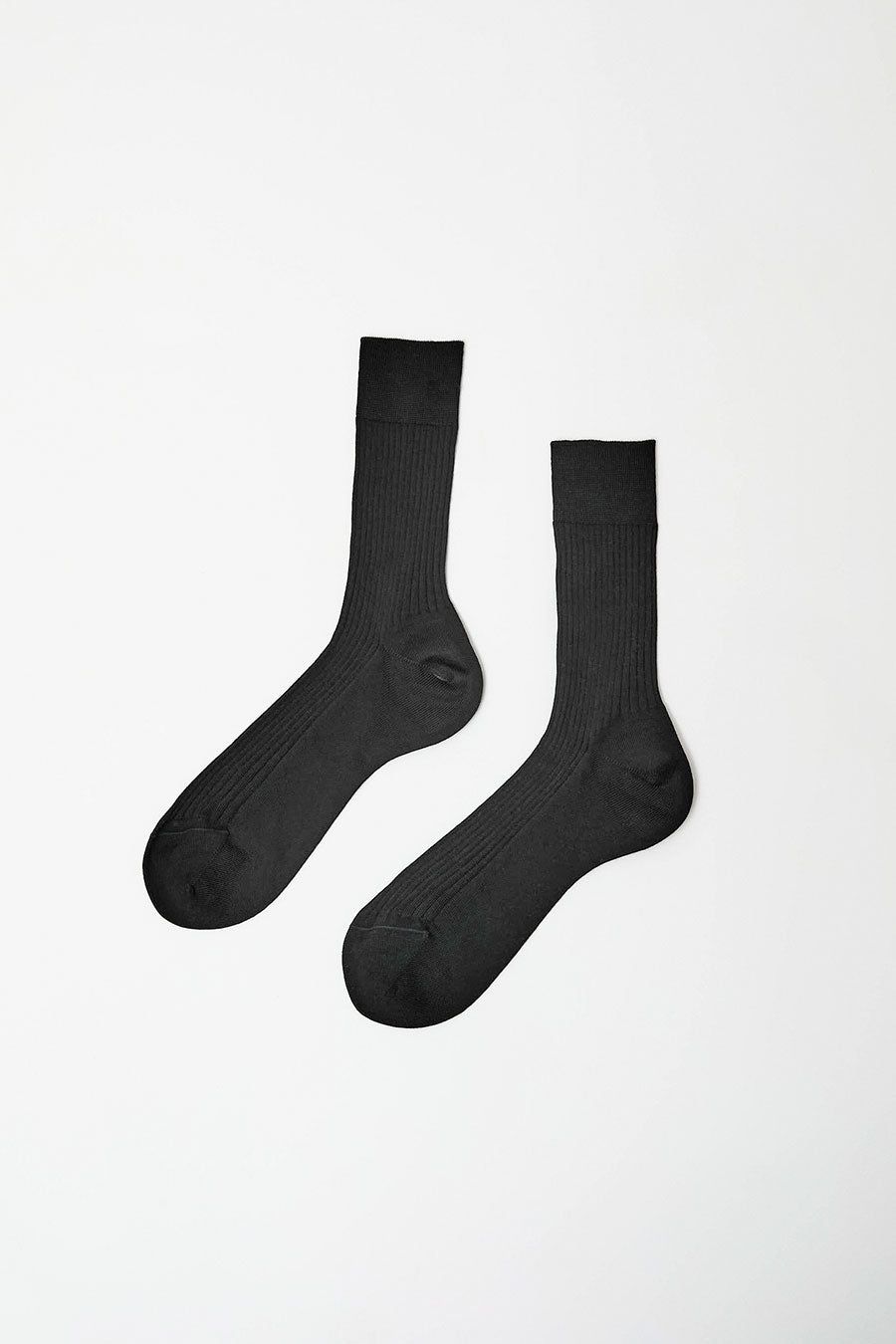 Maria La Rosa Ribbed Mid Calf Bio Cotton Socks in Nero sold by No. 6
