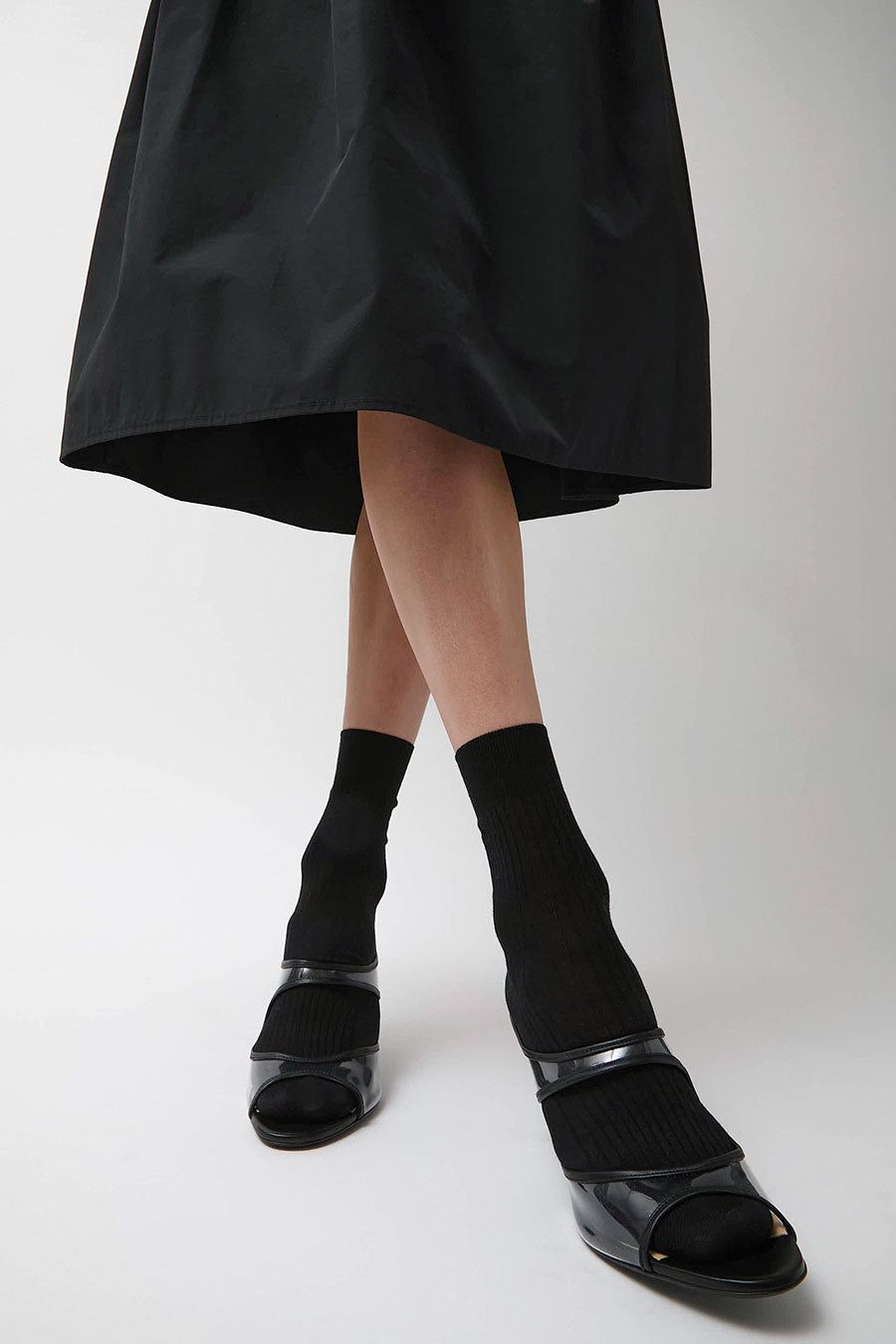 Maria La Rosa Ribbed Mid Calf Bio Cotton Socks in Nero sold by No. 6 product image thumbnail 2