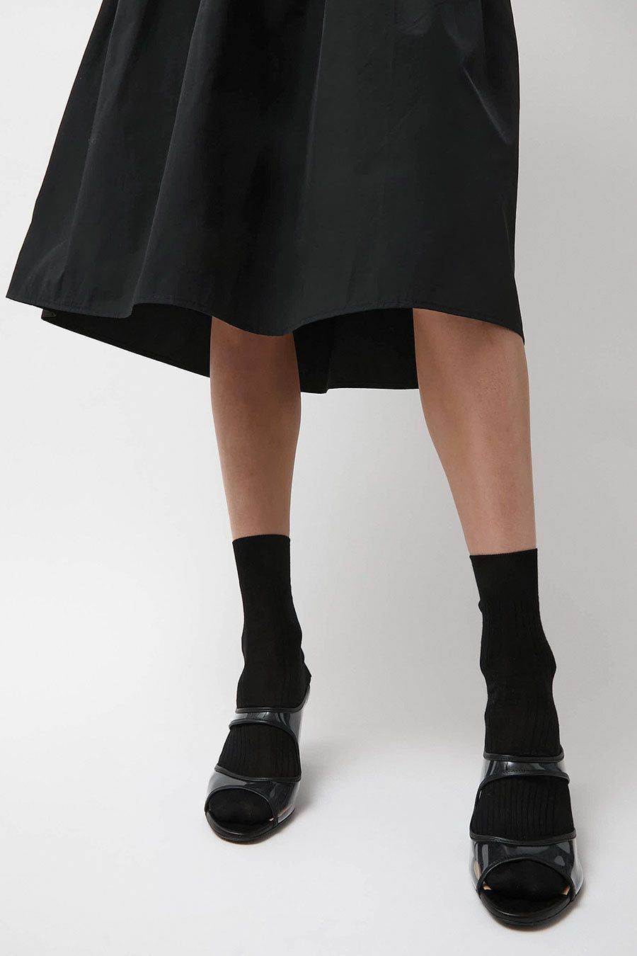 Maria La Rosa Ribbed Mid Calf Bio Cotton Socks in Nero sold by No. 6 product image thumbnail 3