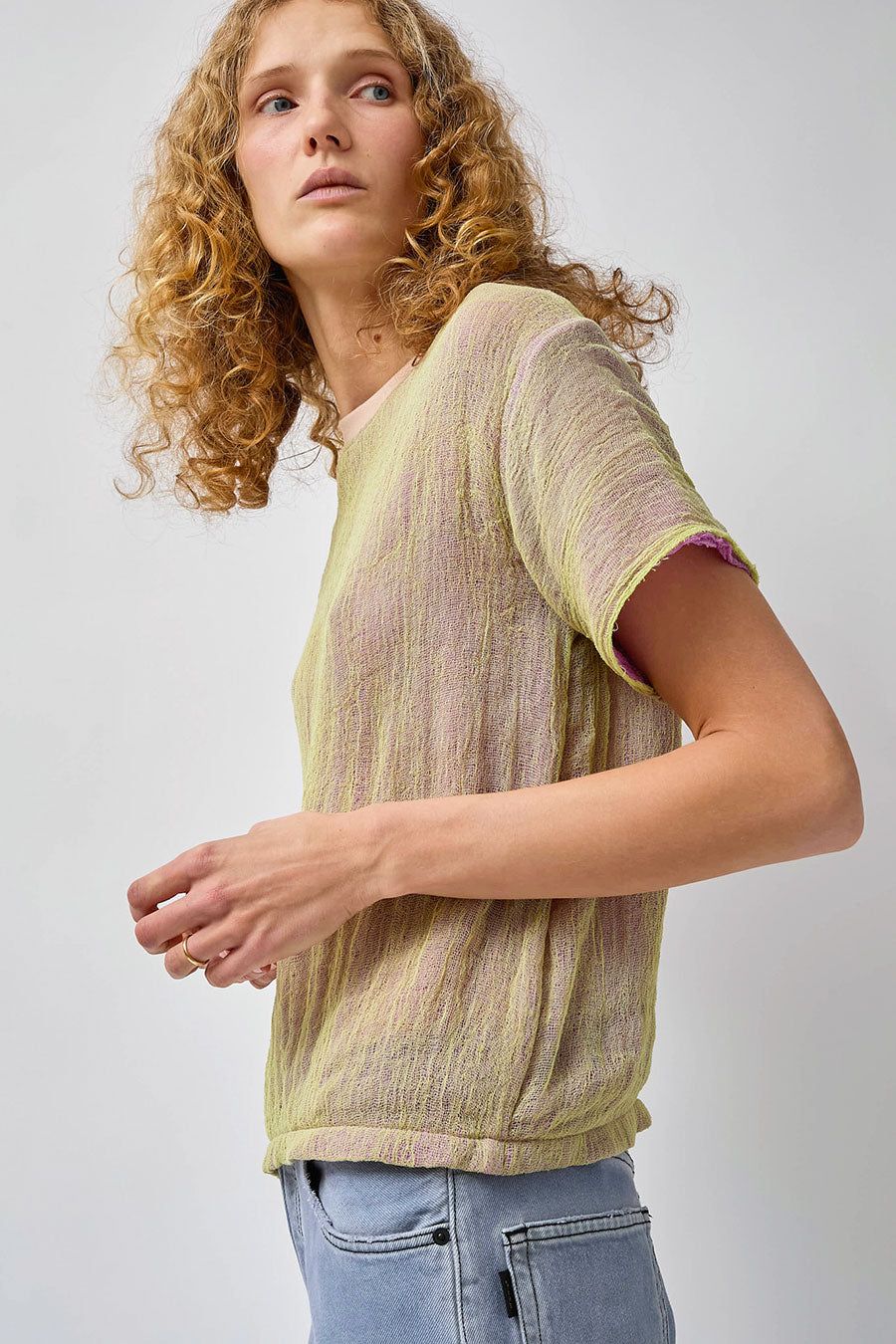 Halo Labels Gauze T-Shirt in Weed sold by No. 6 product image thumbnail 5