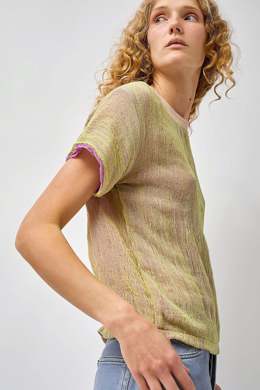 Halo Labels Gauze T-Shirt in Weed sold by No. 6