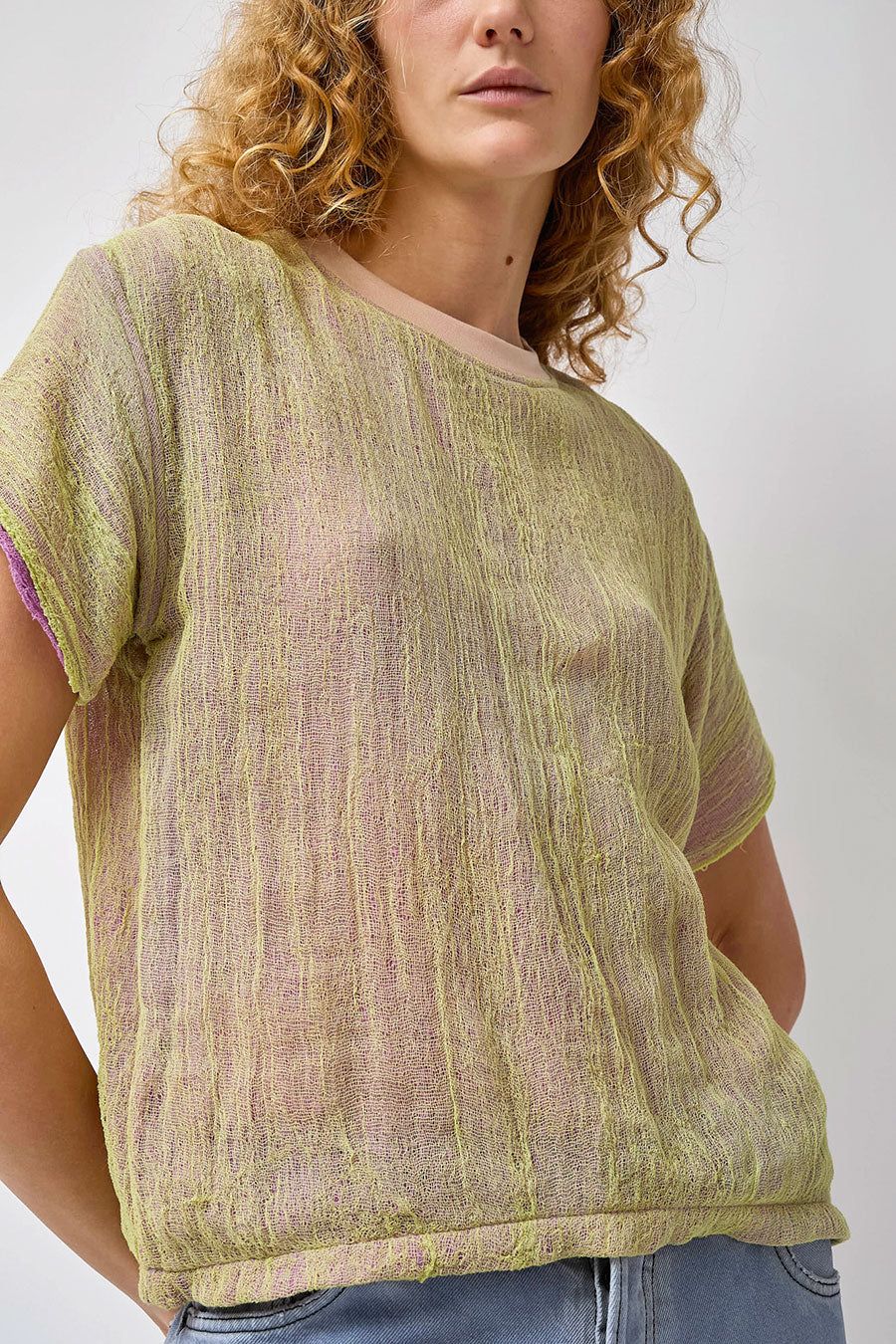 Halo Labels Gauze T-Shirt in Weed sold by No. 6 product image thumbnail 4