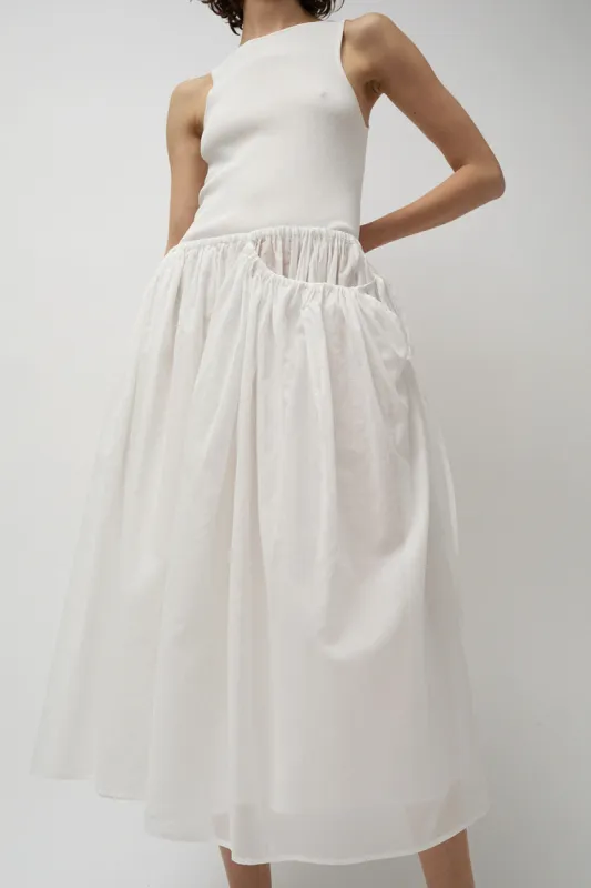 Amomento Drawstring Shirring Skirt in White sold by No. 6