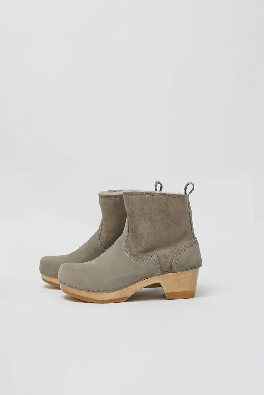 No.6 5" Pull on Shearling Clog Boot on Mid Heel in Mist sold by No. 6 product image thumbnail 2